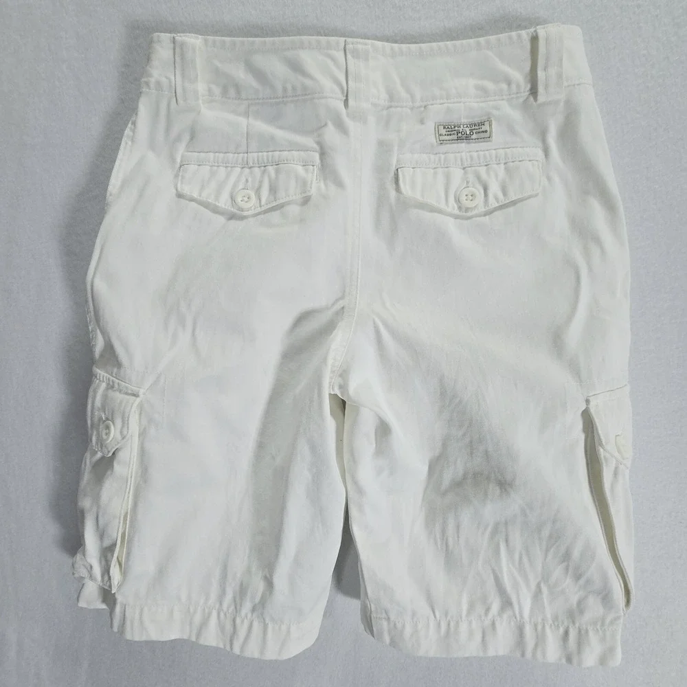 Polo Ralph Lauren Shorts Cargo Boys Size 14 Vintage White Waist 28in Inseam 10in